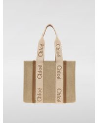 Chloé - Chlo&Eacute Woody Tote Canvas And Leather Bag - Lyst