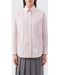 Thom Browne - Gestreiftes Baumwollhemd Mit Button-Down-Kragen - Lyst