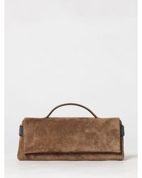 Brunello Cucinelli - Suede Calfskin Clutch With Monili Embellishment - Lyst