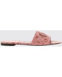 Dolce & Gabbana - Dolce &Amp Gabbana Dg Floral Print Leather Mules - Lyst