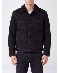 Levi's - Denim Shirt Jacket With Fur Collar And Patch Pockets - Lyst