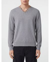 Burberry - Vintage Check Pure Wool V-Neck Jumper - Lyst