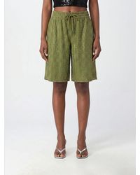 VENUJA - High-Waisted Knee-Length Shorts With Rhinestone Embroidery - Lyst