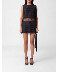 Ferragamo - Mini Silk Dress With Lace Insert - Lyst