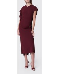 Victoria Beckham - Slim Fit Asymmetrical Midi Dress - Lyst