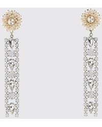 Alessandra Rich - Crystal-Embellished Metal Clip-On Dangle Earrings - Lyst