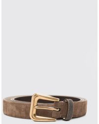 Brunello Cucinelli - Suede Calfskin Belt With Jewelled Embroidery - Lyst