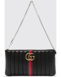 Gucci - Gg Marmont Quilted Lambskin Leather Shoulder Bag With Web Stripe - Lyst