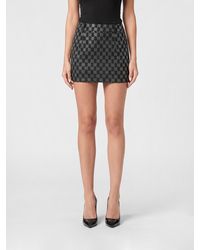 Philipp Plein - Jersey Pencil Mini Skirt With Hexagon Rhinestone Logo - Lyst