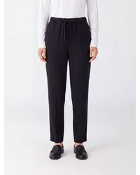 Semicouture - Slim Fit Wool Blend Trousers With Drawstring Waist - Lyst