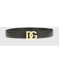 Dolce & Gabbana - Dolce &Amp Gabbana Calfskin Leather Belt With Monogram Pattern And Dg Buckle - Lyst