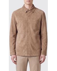 Canali - Suede Leather Shirt Jacket With Patch Pockets - Lyst