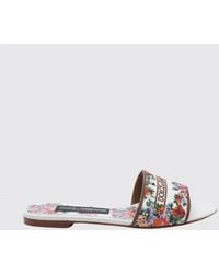 Dolce & Gabbana - Dolce &Amp Gabbana Canvas Mules With Embroidered Floral Motif - Lyst