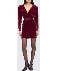 ROTATE BIRGER CHRISTENSEN - Velvet Sheath Mini Dress With Padded Shoulders And Flower - Lyst