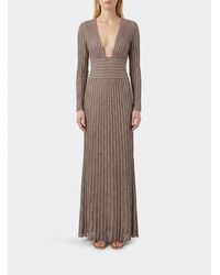 Missoni - Long-Sleeved V-Neck Lurex Knit Long Dress - Lyst