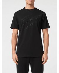 Philipp Plein - Cotton T-Shirt With Rhinestone Logo - Lyst