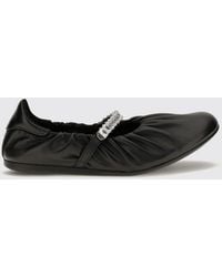 Jimmy Choo - Jade Calfskin Leather Ballet Flats With Crystals - Lyst