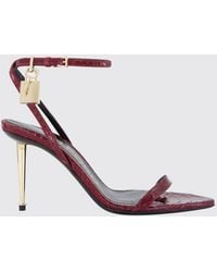 Tom Ford - Padlock Sandale Aus Leder Mit Python-Print - Lyst