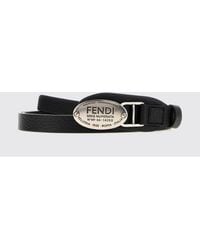 Fendi - Selleria Grained Calfskin Belt With Logo Buckle - Lyst