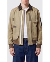 Sacai - Cotton Bomber Jacket With Contrasting Leather Collar And Patch Pockets - Lyst