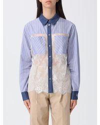 Liu Jo - Cotton Blend Shirt With Lace Inserts - Lyst