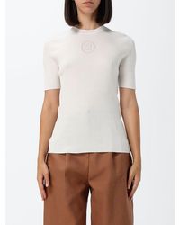 Fendi - Ff Monogram Ribbed Cotton Short-Sleeve Knit Top - Lyst