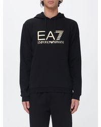 EA7 - Logo-Print Cotton Hoodie - Lyst