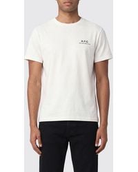 A.P.C. - Crewneck Cotton T-Shirt With Contrasting Printed Logo - Lyst