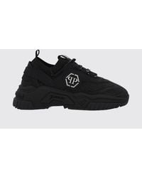 Philipp Plein - Low-Top Leather And Stretch Viscose Sneakers With Monogram And Rhinestones - Lyst