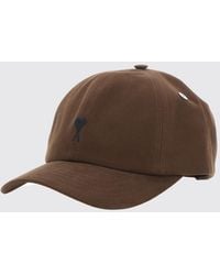 Ami Paris - Baseballkappe Von Aus Brauner Baumwolle Mit Logo - Lyst