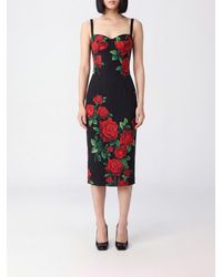 Dolce & Gabbana - Dolce &Amp Gabbana Floral-Print Satin Bustier Midi Dress - Lyst