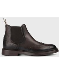 Doucal's - Leather Beatles Ankle Boots With Brogue Detail - Lyst
