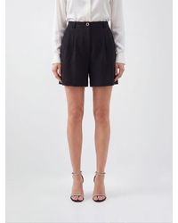 Alessandra Rich - Mid-Rise Pleated Wool-Blend Shorts - Lyst