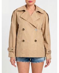 Twinset - Double-Breasted Cotton Blend Trench Coat - Lyst