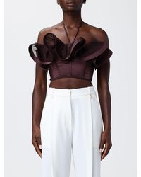 Elisabetta Franchi - Crêpe Top With Ruffles - Lyst