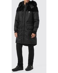 Billionaire - Knee-Length Padded Nylon Parka With Hood And Fur Collar - Lyst