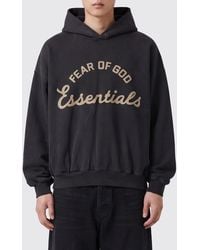 Fear Of God - Cotton Hoodie With Contrast Logo And Dropped Shoulders - Lyst