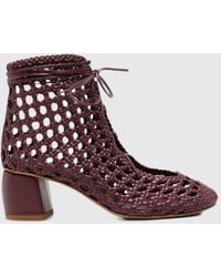 forte_forte - Woven Leather Mid-Heel Ankle Boots With Tie Straps - Lyst