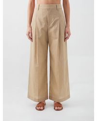 Brunello Cucinelli - Cotton Poplin Wide Leg Trousers - Lyst