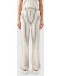 Balmain - Striped Stretch Viscose Straight Trousers - Lyst