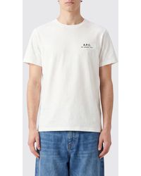 A.P.C. - Cotton T-Shirt With Contrast Logo On The Chest - Lyst