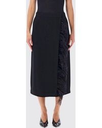 Alberta Ferretti - Falda Midi Cruzada De Cady Con Aplicación De Plumas - Lyst