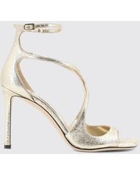 Jimmy Choo - Azia Laminated Leather Sandals With High Heel And Square Toe - Lyst