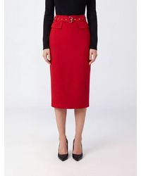 Pinko - High-Waisted Cady Pencil Midi Skirt With Back Slit - Lyst