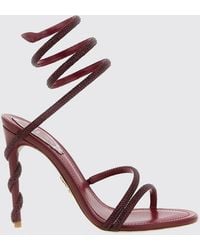 Rene Caovilla - Margot High-Heeled Satin Sandals With Snake Strap And Rhinestones - Lyst
