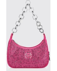 Philipp Plein - Grained Leather Shoulder Bag With Crystals And Hexagon Logo - Lyst