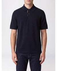Burberry - Short-Sleeve Wool Polo Shirt With Equestrian Knight Logo And Ribbed Collar - Lyst