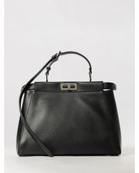 Fendi - My Peekaboo Calfskin Leather Shoulder Bag With Twist-Lock Closure - Lyst