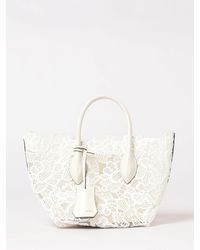 Ermanno Scervino - Embroidered Floral Motif Mesh Nylon And Raffia Bag - Lyst