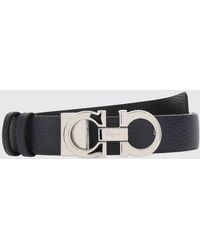 Ferragamo - Calf Leather Belt With Maxi Gancini Metal Buckle - Lyst
